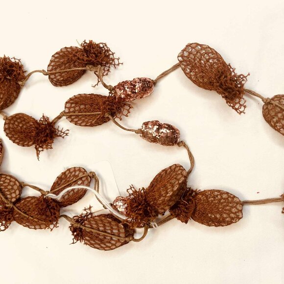 Jewelry - Vintage Wooden & Sequin Bead Necklace — 112 cm, Handmade